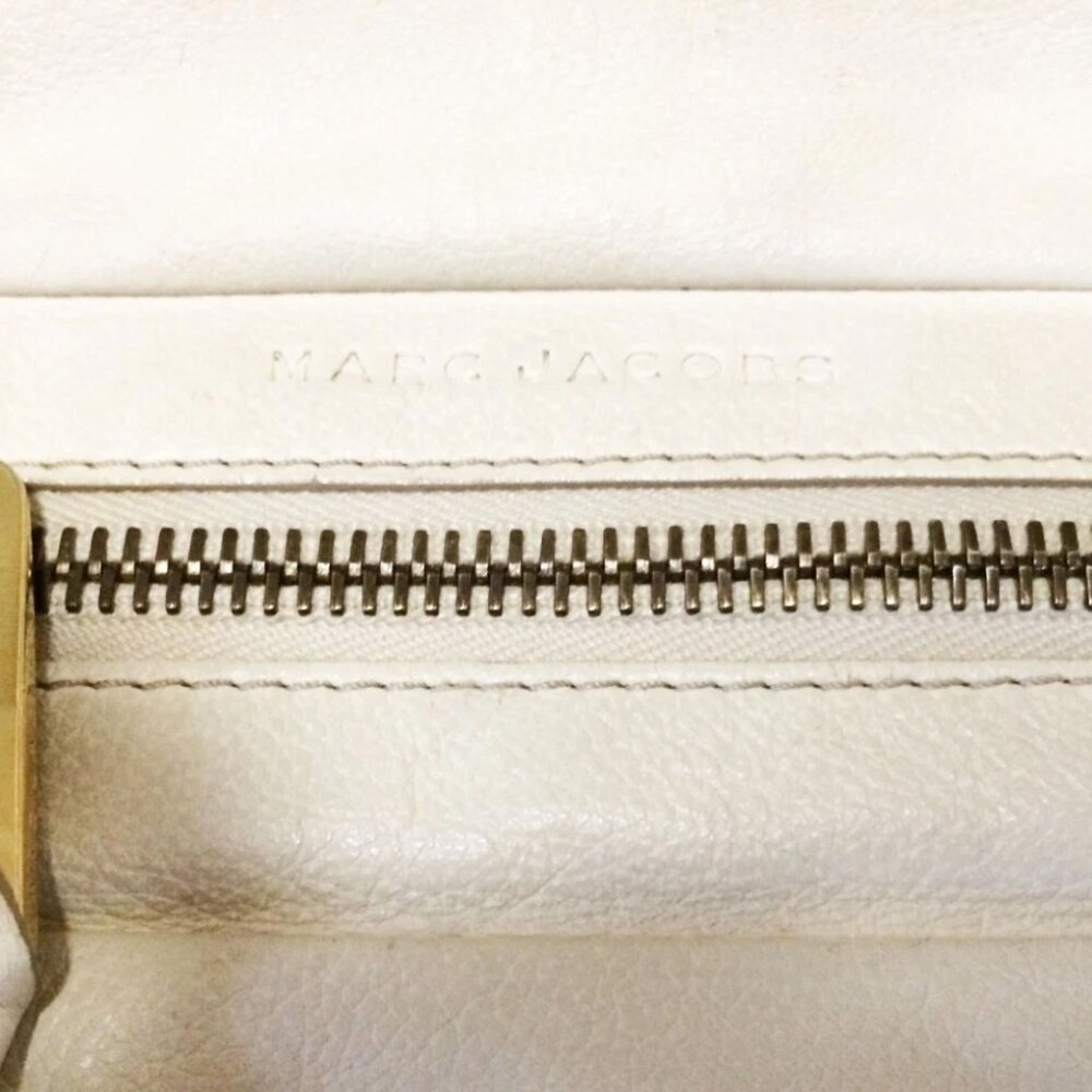 Marc Jacobs Vintage 90s Ivory White Leather Large Satchel Bag - Picture 4 of 12